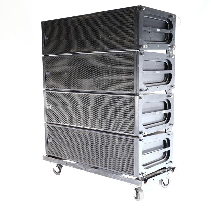 (04) Meyer Sound MILO Line Array Speakers, (01) 1100-LFC Subs + Cart