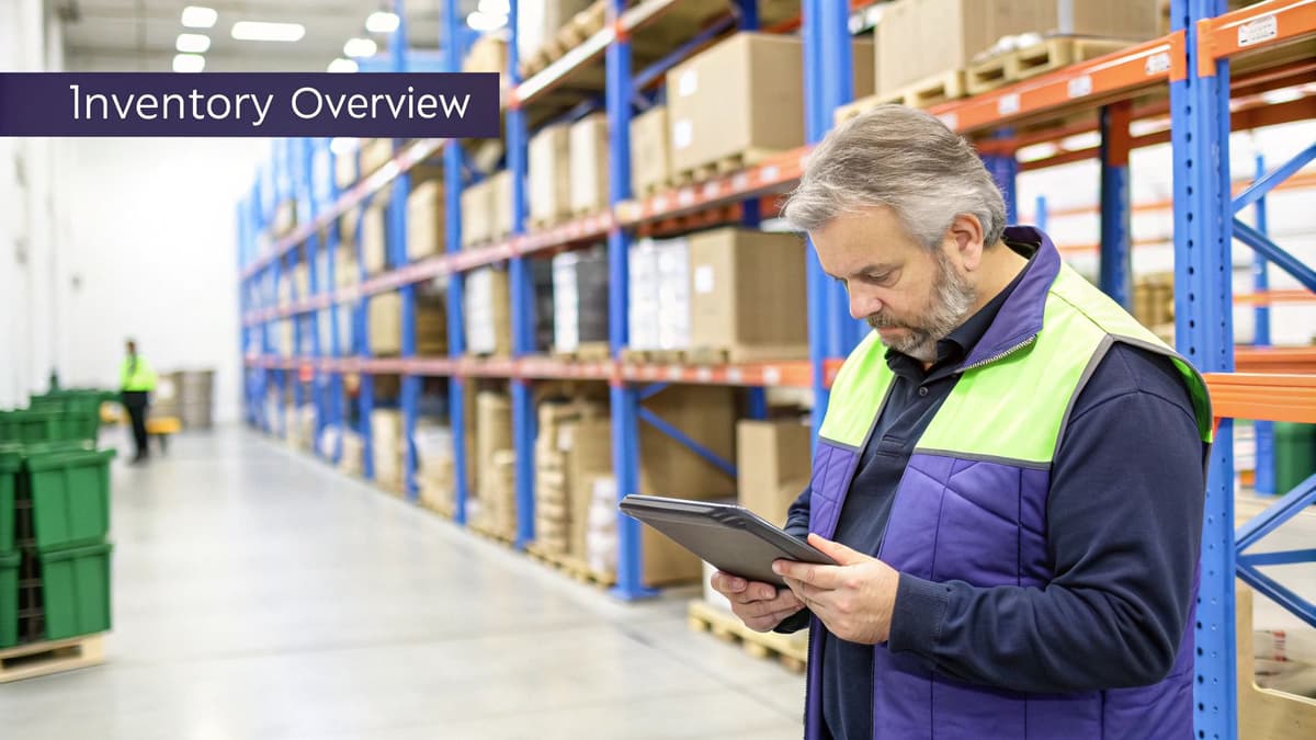 A warehouse worker scanning a barcode on a piece of equipment with a handheld device.